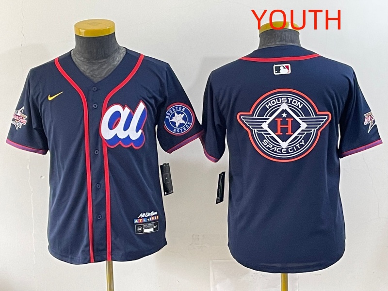 Youth 2025 Houston Astros Blank Drak Blue All star Nike MLB Jersey style 001